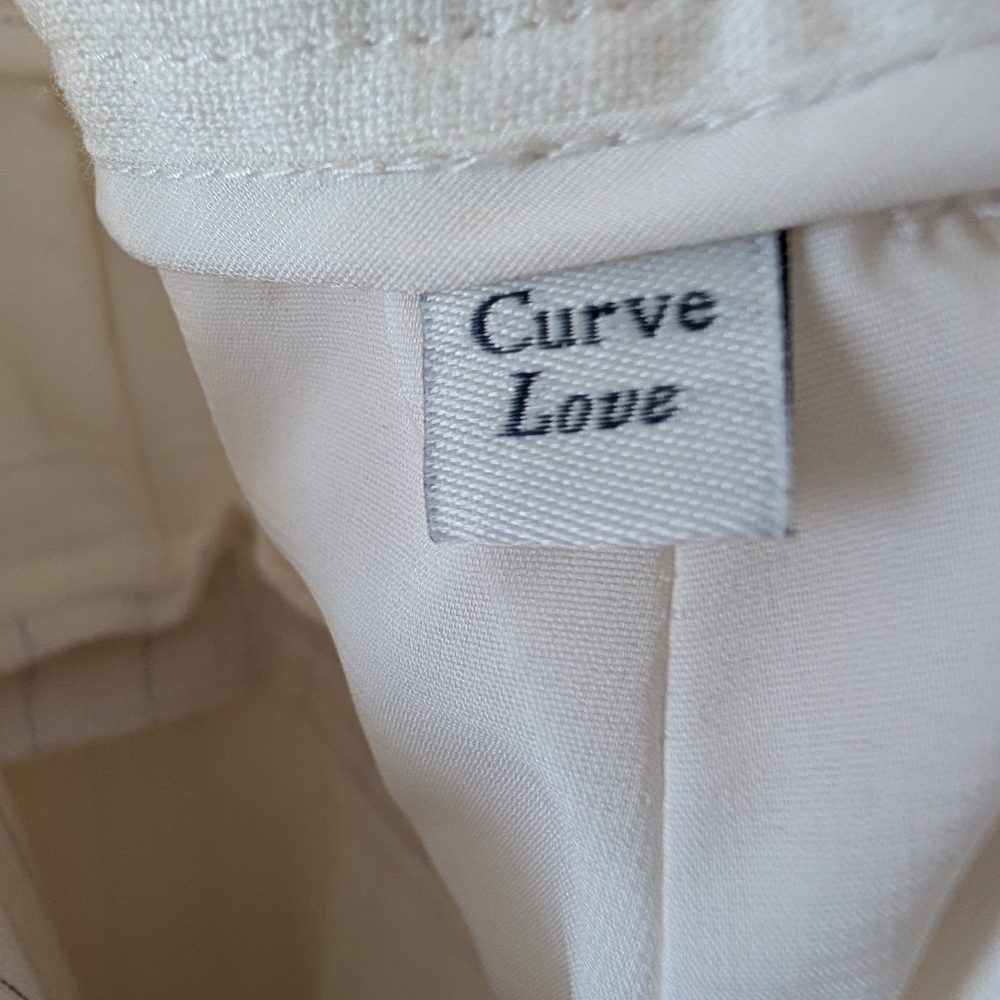 ABERCROMBIE & FITCH Curve Love Sloane Tailored Wide Leg Pant Cream Pinstripe 34S - Picture 9 of 17